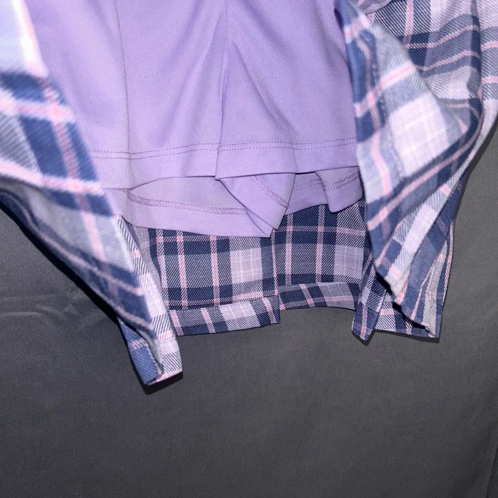 Justice Girls XL Plus 16P/18P Purple Plaid Pleated‎ Skort Built-In Shorts